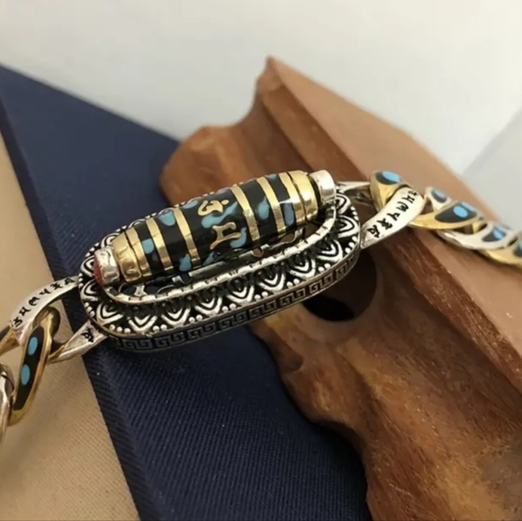 New! UNISEX Silver Plated Copper Fidget Spinner Bracelet. 8.5" - Picture 4 of 11